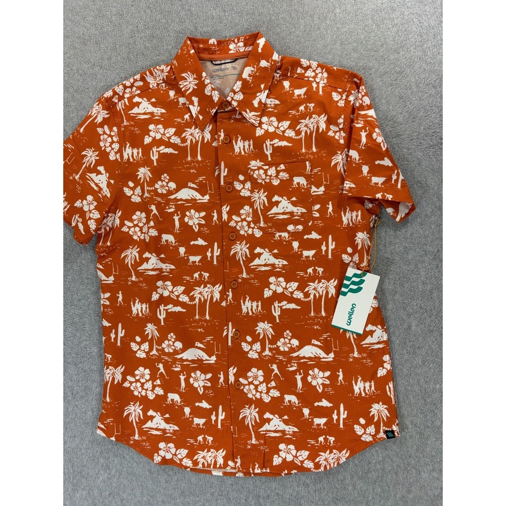 NWT Wellen Huckberry S/S Airweave Performance Shirt (Men's X-Small) Orange